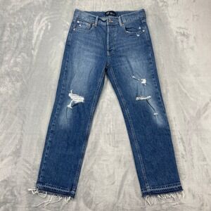 GAP Jeans Womens 6/28R Blue Denim Faded Distressed High Rise Cheeky Straight Leg